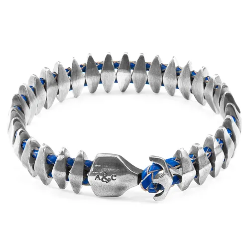 Royal Delta Anchor Maxi Silver and Braided Leather Bracelet - ANCHOR & CREW - Modalova