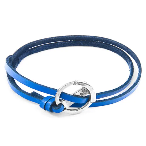Royal Ketch Anchor Silver and Flat Leather Bracelet - ANCHOR & CREW - Modalova