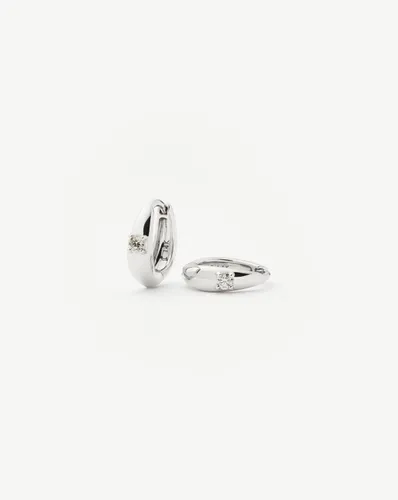 Solid Gold Single Diamond Dome Huggies | 14ct Solid White Gold/Diamond - Missoma - Modalova