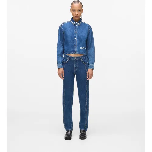 Studded Mom Jeans, Woman, Blue, Size: 2830 - KL Jeans - Modalova