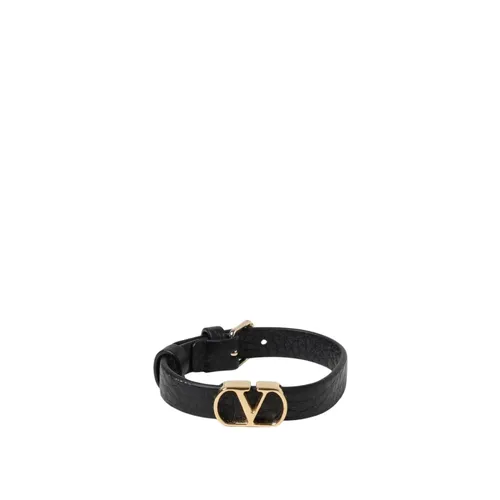 Textured Leather Bracelet with Metallic Buckle - Valentino Garavani - Modalova