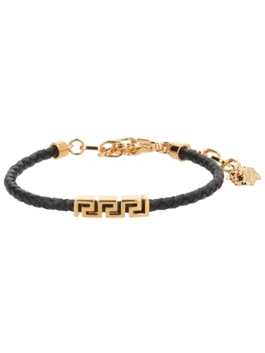 Leather bracelet with "greek" - versace - Modalova