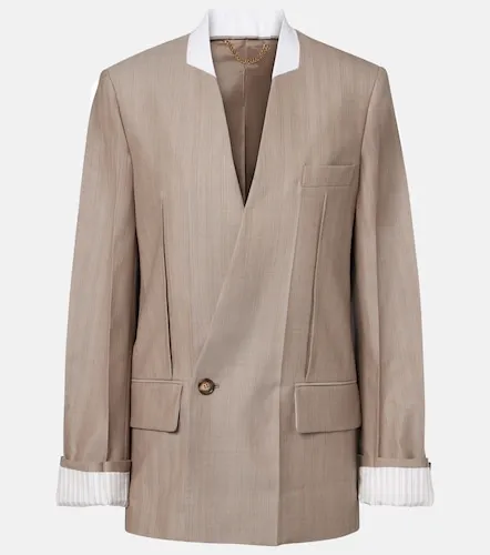 Herringbone virgin wool blazer - Victoria Beckham - Modalova