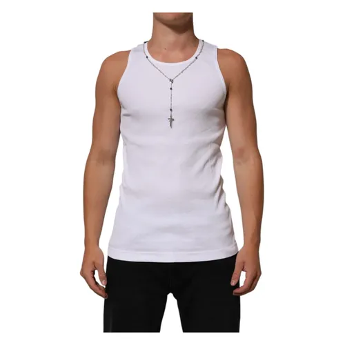 White Cotton Chain Necklace Tank Top - Dolce & Gabbana - Modalova