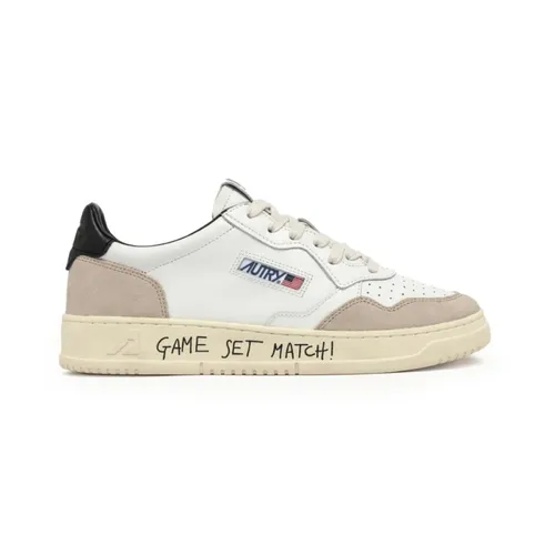 White Leather Sneakers with Black Heel - Autry - Modalova