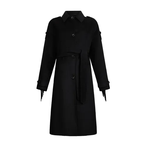 Wool Trench Coat With Fringes - Liu Jo - Modalova